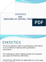 Statictics and Measures of Central Tendency