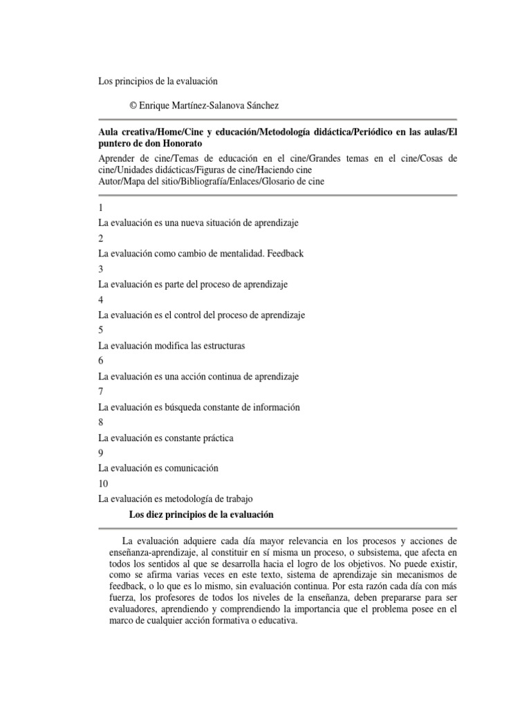 Los Principios de La Evaluación | PDF | Evaluación | Aprendizaje