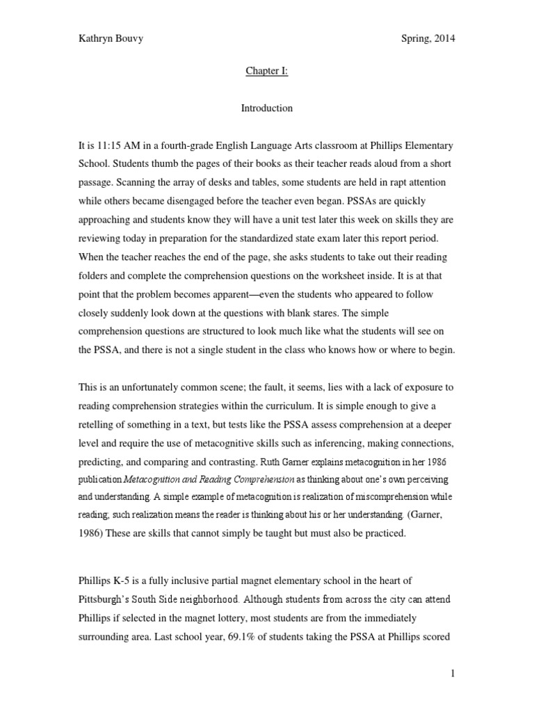 reading comprehension thesis pdf