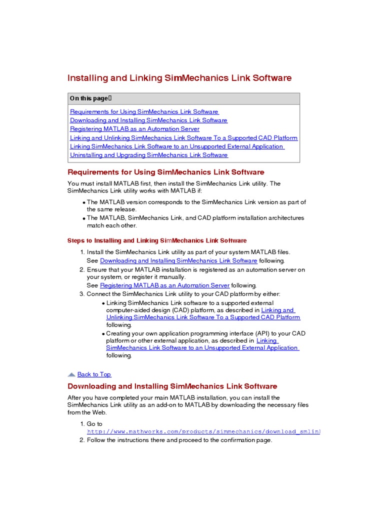 Help - Installing and Linking SimMechanics Link Software - Introducing ...