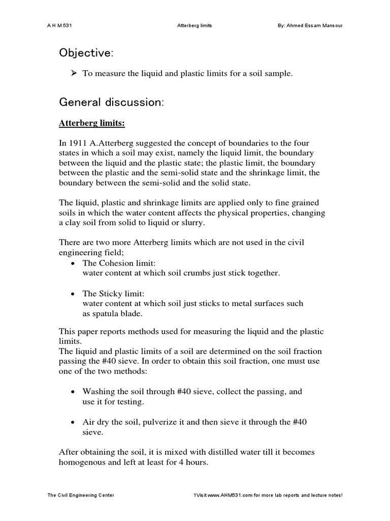 Atterberg Limits Materials Engineering Free 30day Trial Scribd