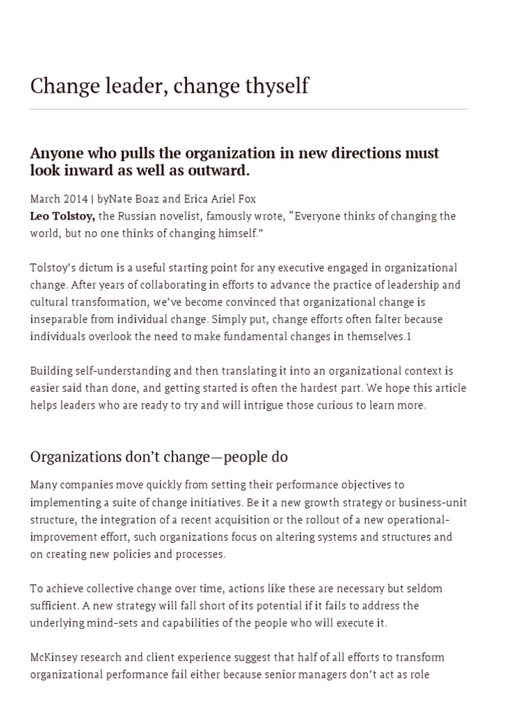 Transformational Leadership: Self-Change Insights | PDF ...