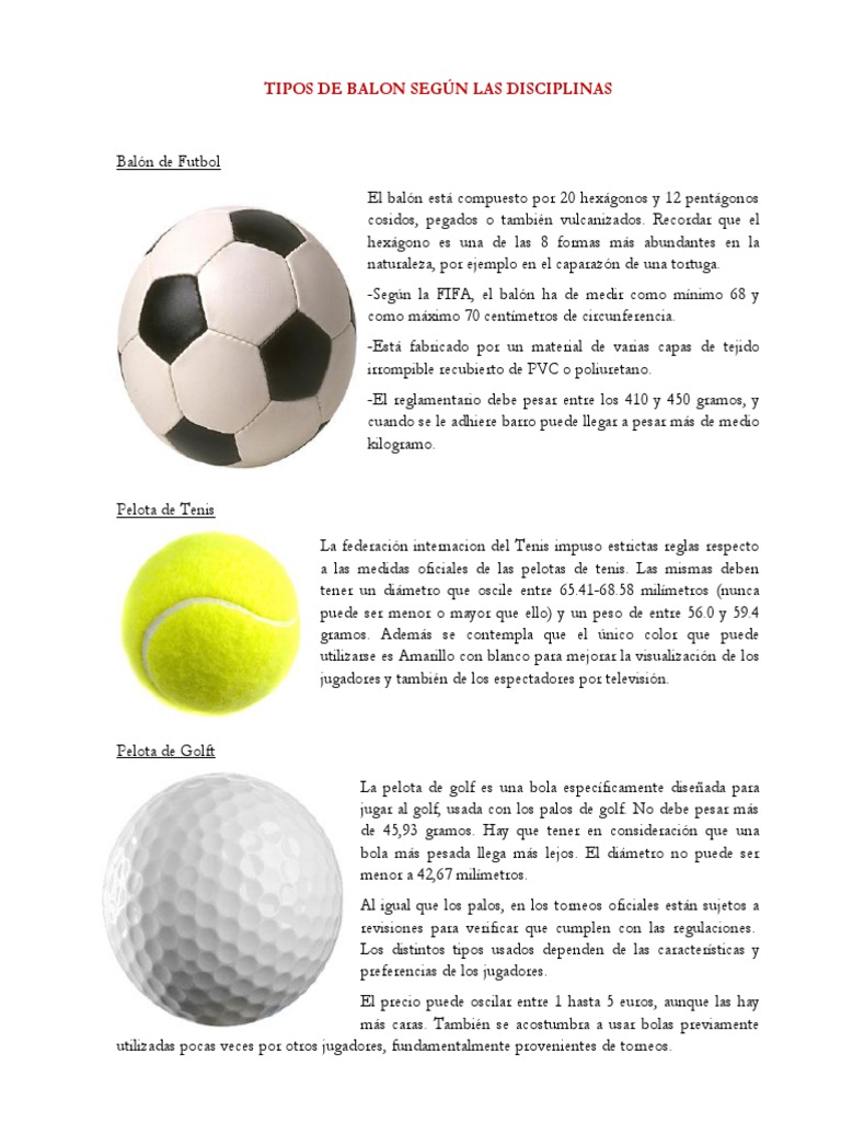 Tipos de Balon Según Las Disciplinas | PDF | Pelota | Deportes