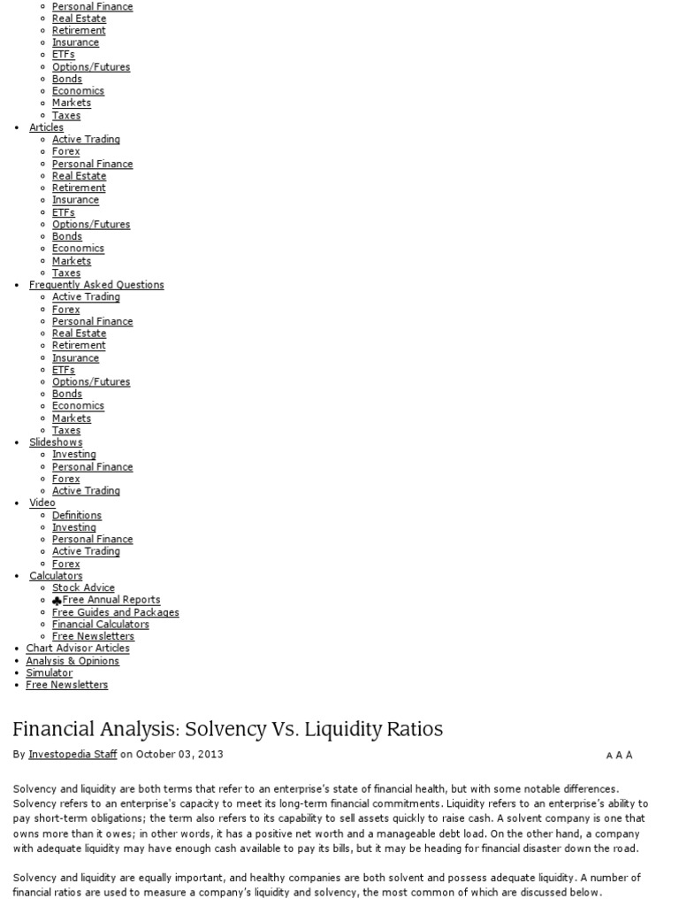 Solvency in Five-Dimensional Stock Chart | PDF | Market Liquidity | Debt
