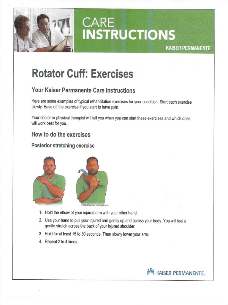 Rotator Cuff Exercises PDF Shoulder Elbow