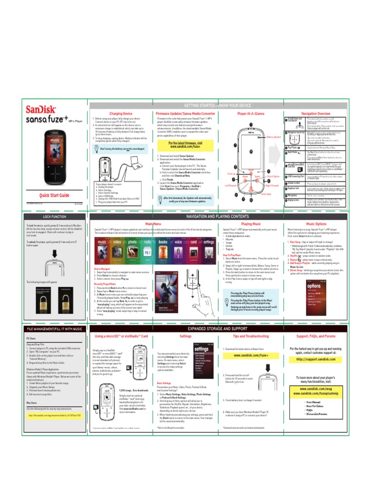 Manual Simple SANSA FUZE+ PDF H.264/Mpeg 4 Avc