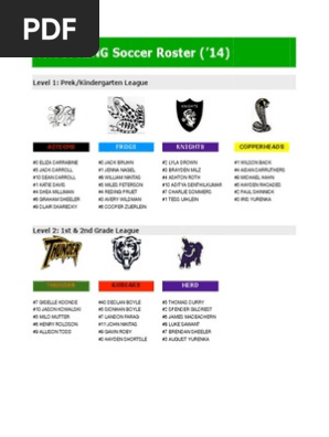 Spring Soccer Rosters 14