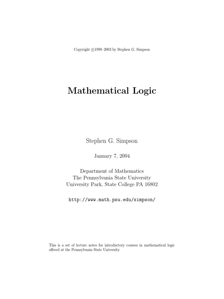Mathematical Logic | PDF | First Order Logic | Theorem