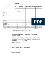 Chapter 6 Review Sheet: Carbohydra TES Lipids Nucleic Acids Proteins