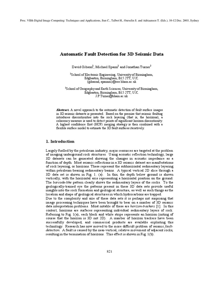 Automatic Fault Detection For 3D Seismic Data | PDF | Reflection ...
