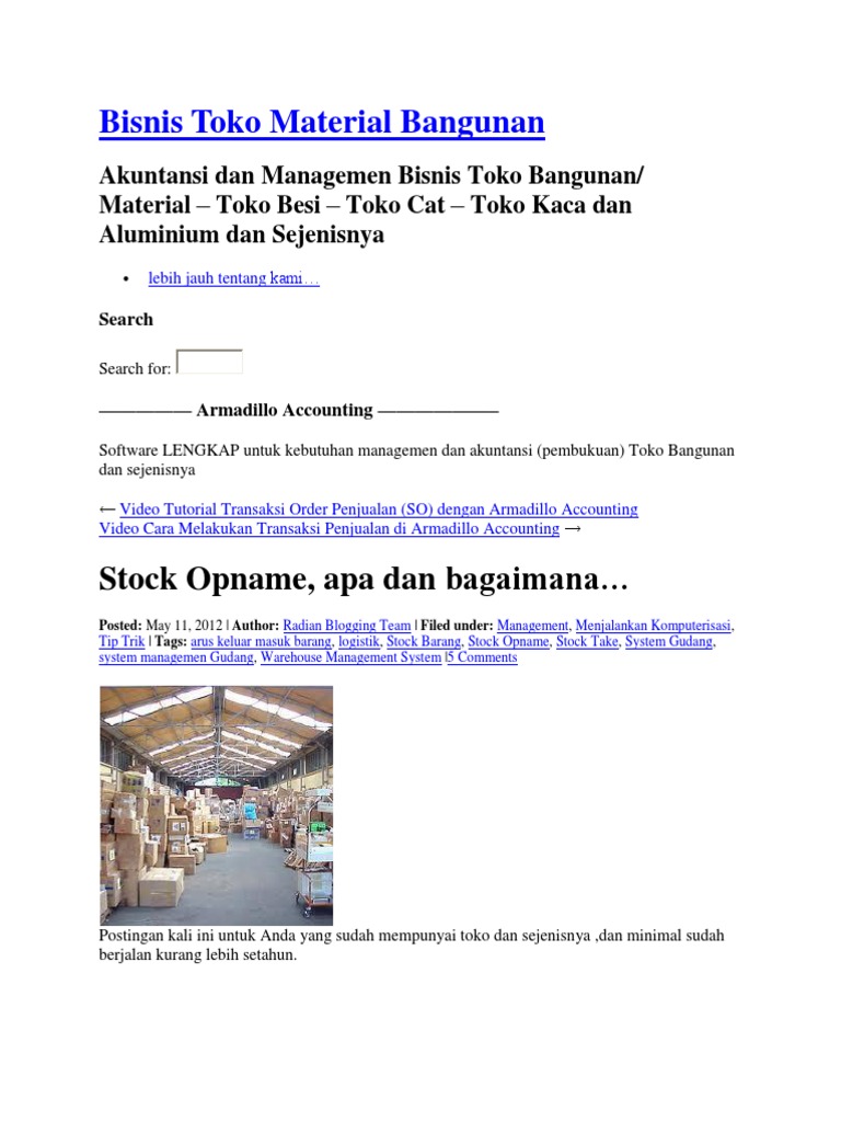 Bisnis Toko Material Bangunan