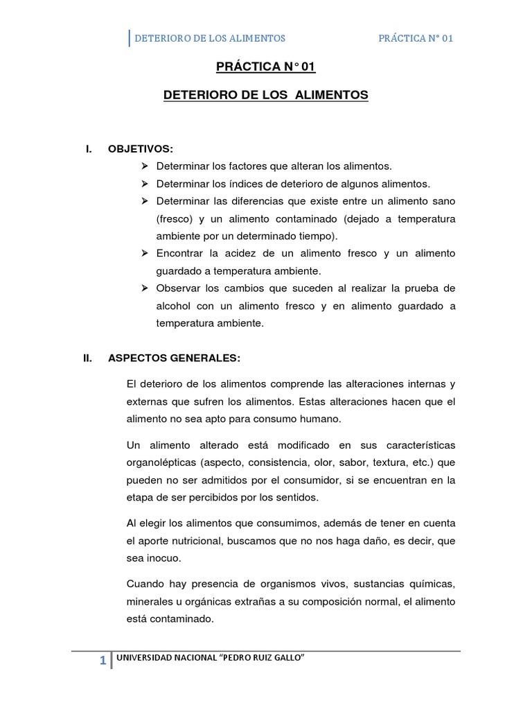 Deterioro de Los Alimentos | PDF