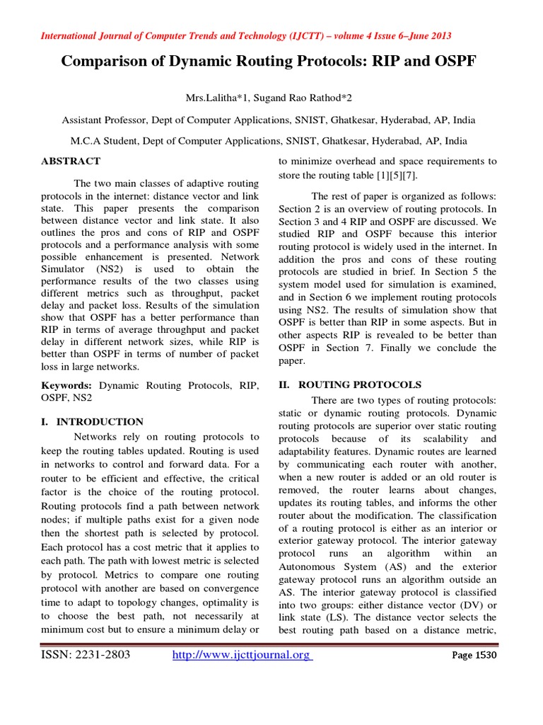 OSPF vs RIP: Dynamic Routing Comparison | PDF | Routing | Internet ...