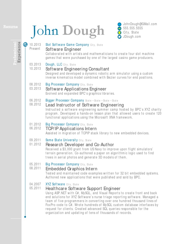 Resume - John Dough - Software Engineer | PDF | Application Software ...