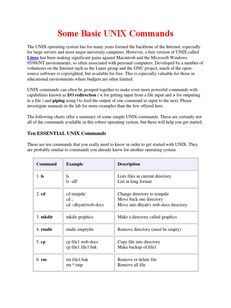 Some Basic UNIX Commands | Download Free PDF | Unix | Operating System