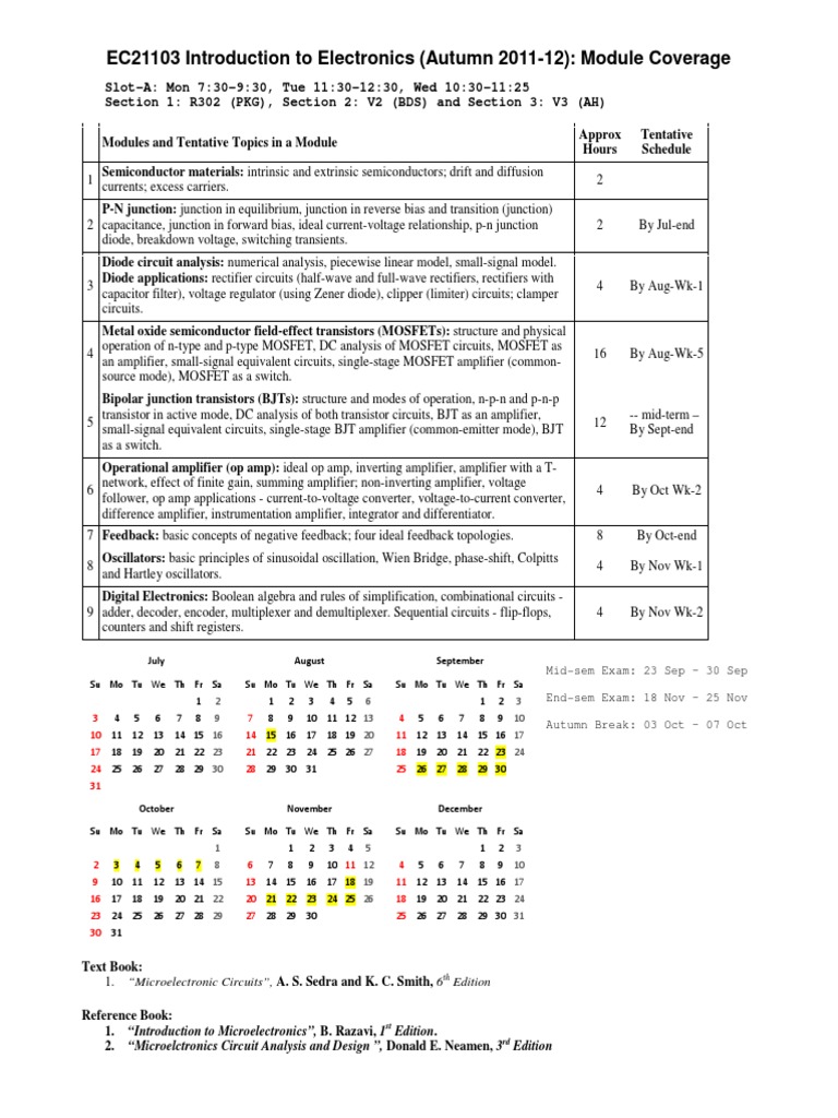 EC21103 Intro To Electronics Module Coverage 2011jul20 | PDF | Bipolar ...