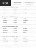 Significant Figures Worksheet #01, Approximation From GCSE Maths Tutor