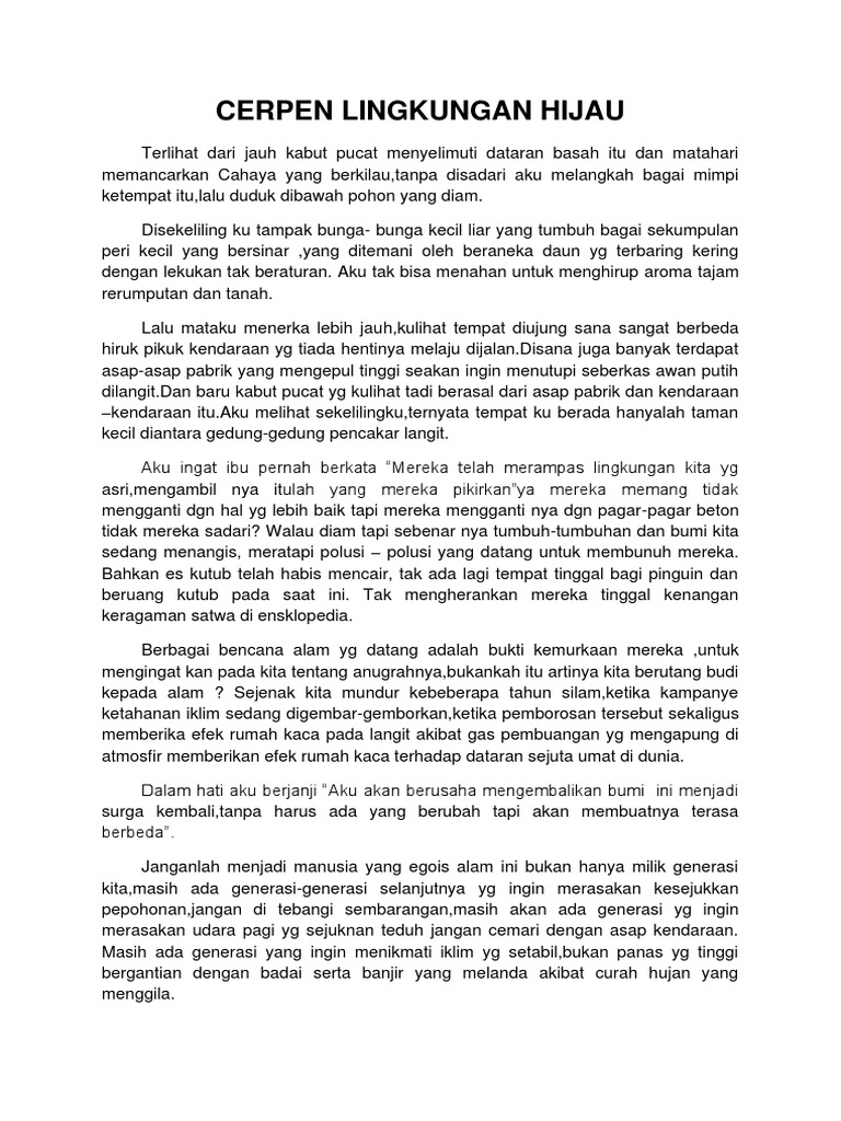 Cerpen Lingkungan Hijau