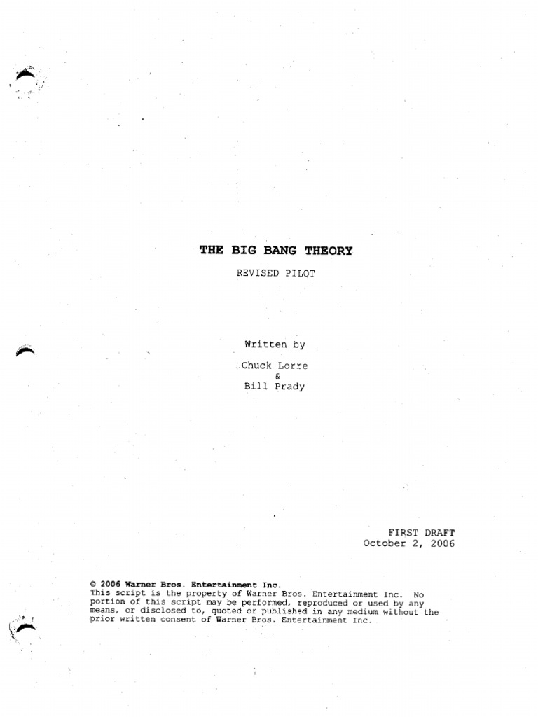 Pilot Script - Big Bang Theory | PDF | Television Series | American ...