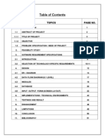 Table of Contents for Software Project Documentation