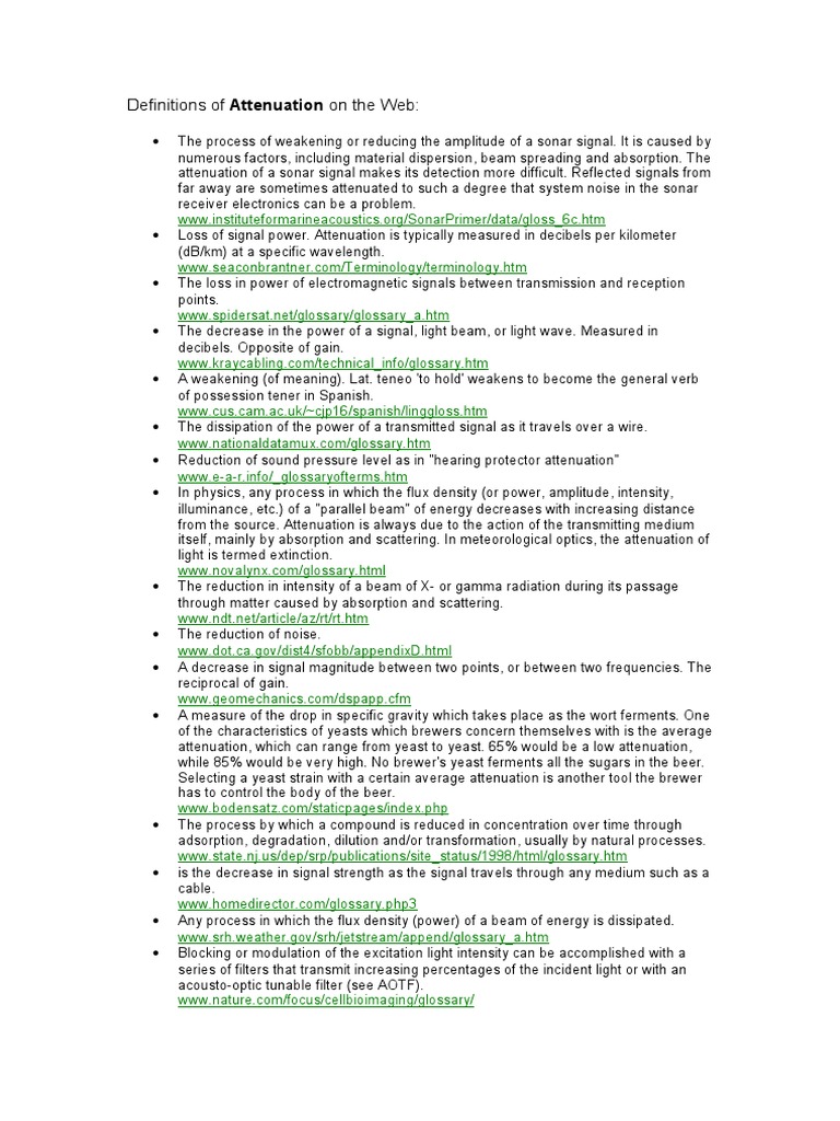 Definitions of Attenuation On The Web PDF Attenuation Oscillation
