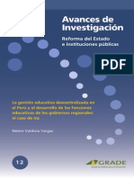 La Gestion Educativa Descentralizada en El Peru y El Desarrollo de Las Funciones Educativas en Los Gobiernos Regionales