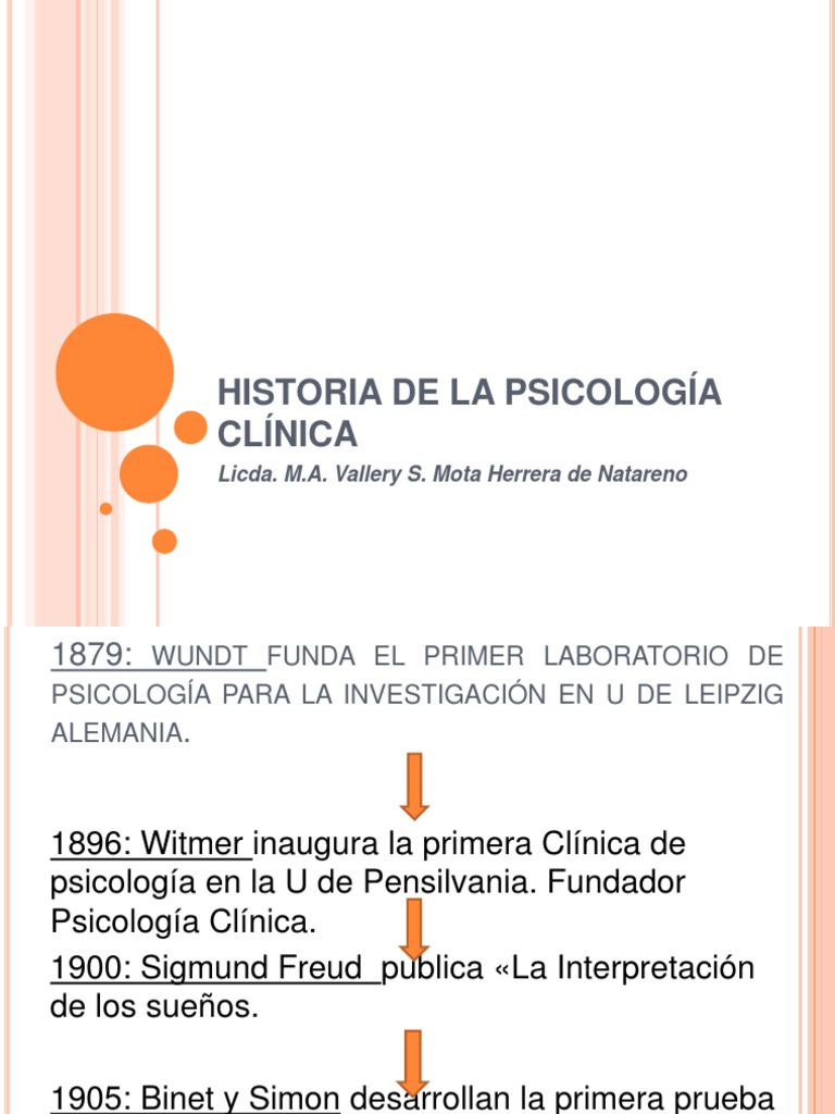 Historia de La Psicología Clínica Psicología clínica