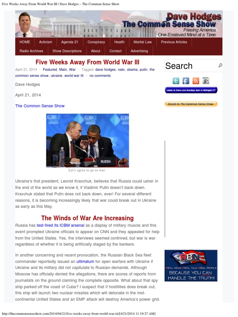 Five Weeks Away From World War III Dave Hodges The