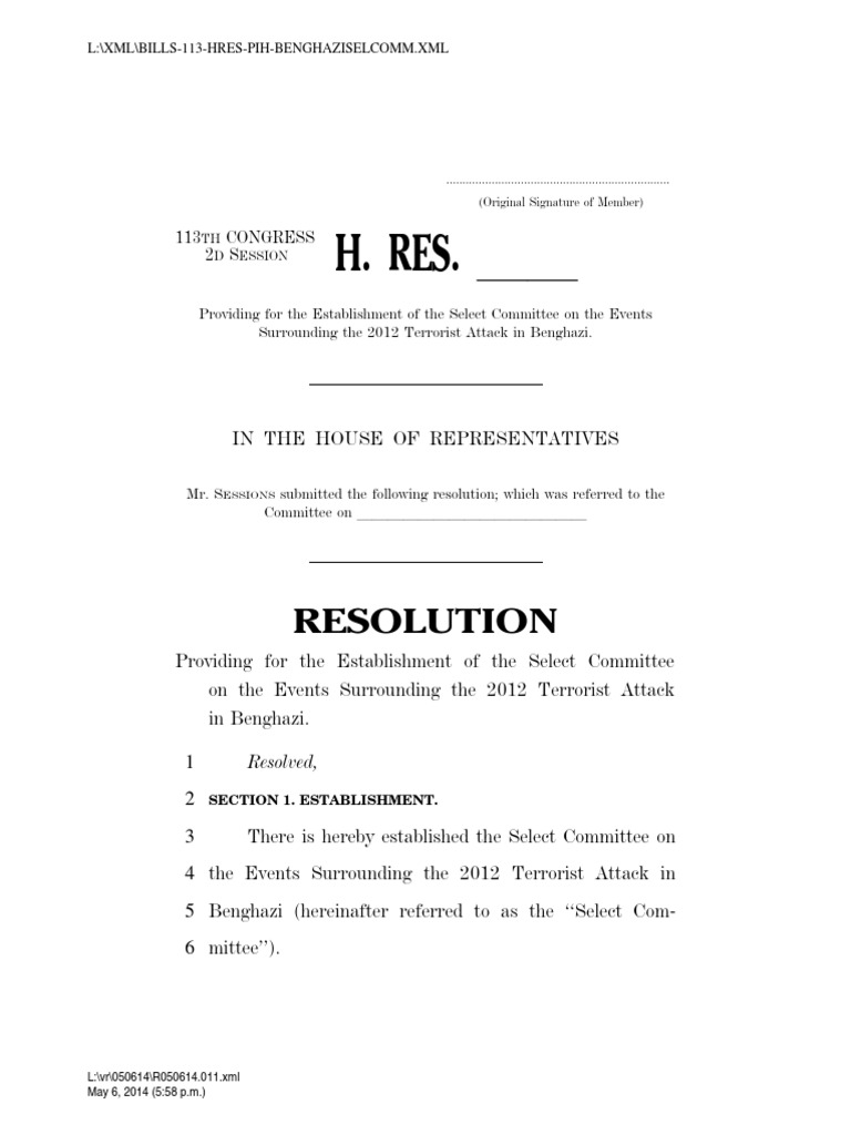House Resolution To Form Select Committee | PDF