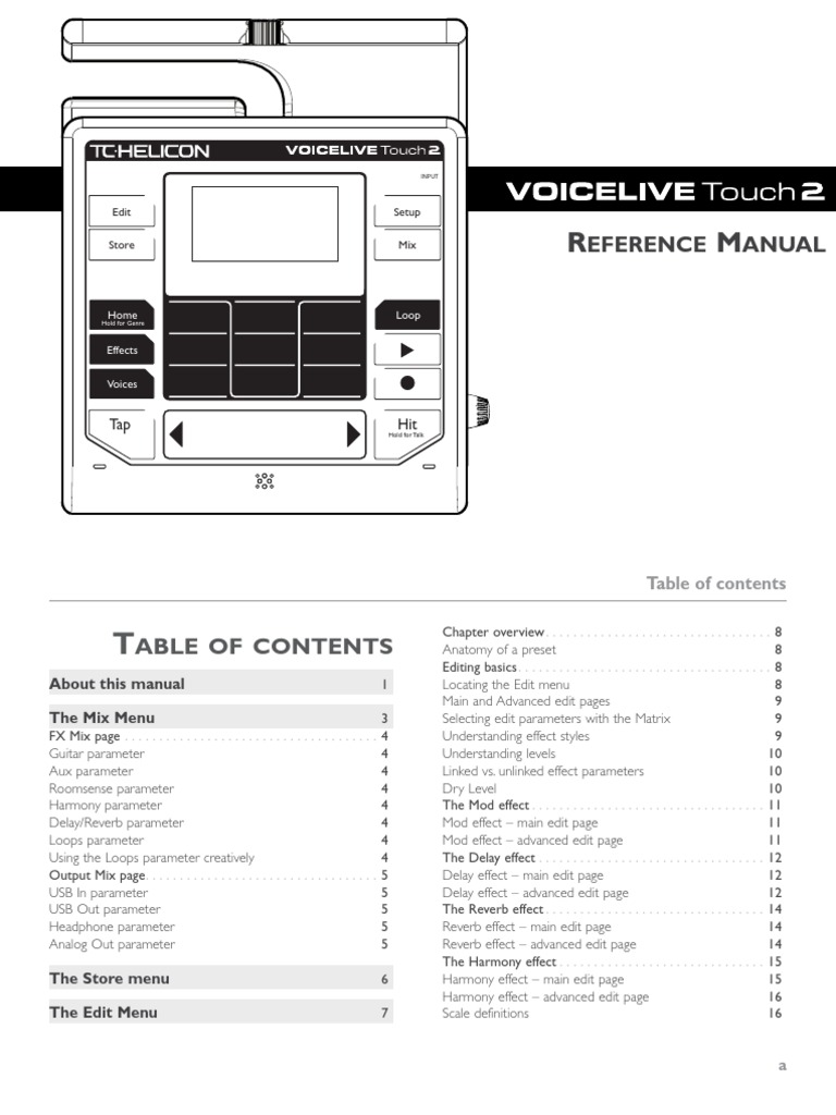 Tc Helicon Voicelive Touch 2 Reference Manual En Scale Music Interval Music