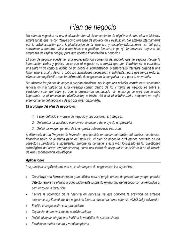 Guía para Elaborar un Plan de Negocio | PDF | Plan de negocios | Business