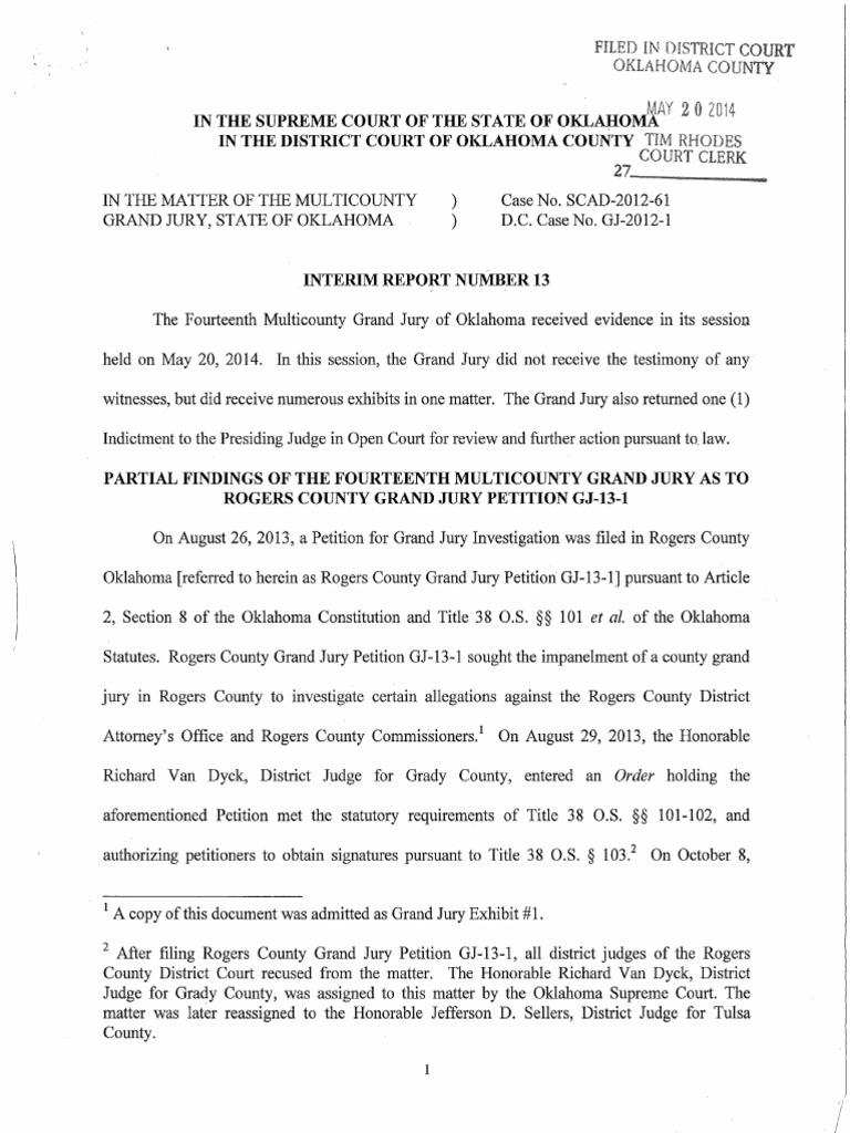 Grand Jury Report on Rogers County District Attorney's Office Grand