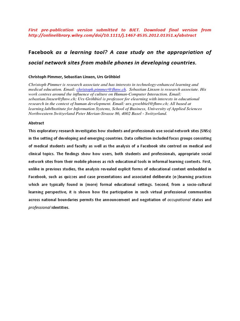 Facebook As A Learning Tool | PDF | Facebook | Educational Technology