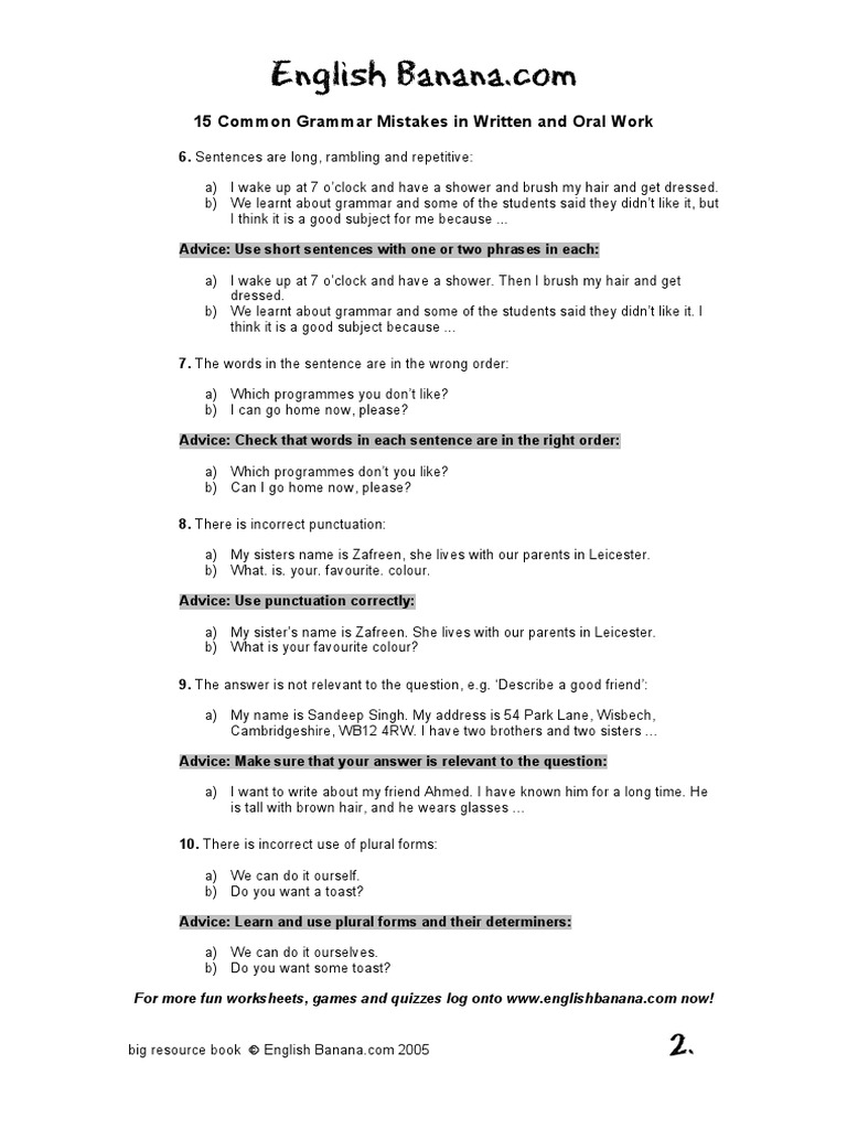 Common Grammar Mistakes Explained | PDF