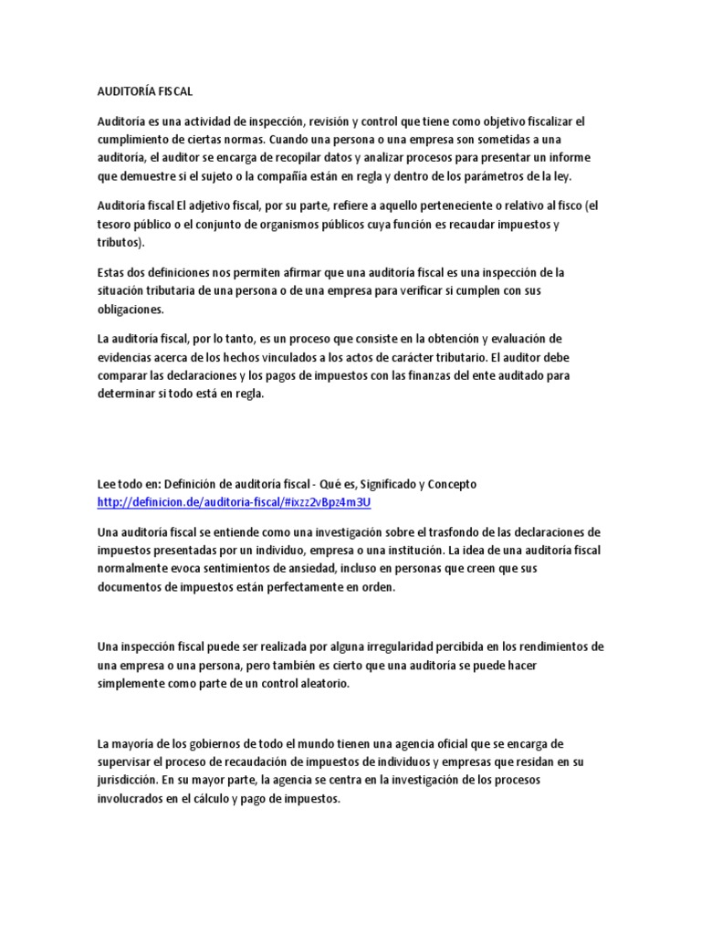 Proceso de Auditoría Fiscal | PDF | Auditoría financiera | Contralor