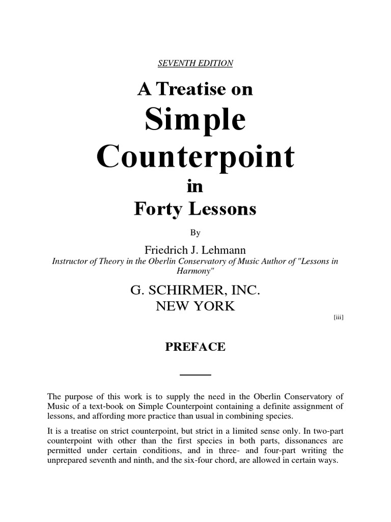 Simple Counterpoint: A Practical Guide | PDF | Harmony | Interval (Music)