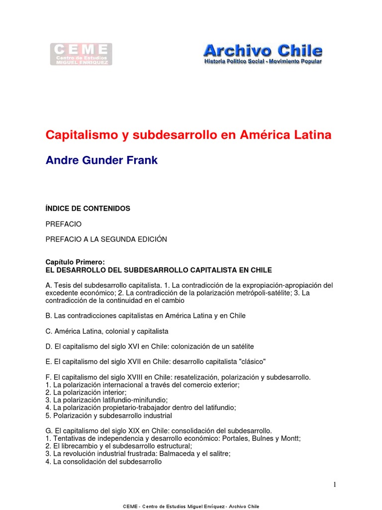 Gunder Frank - Capitalismo y Desarrollo en América Latina | PDF ...
