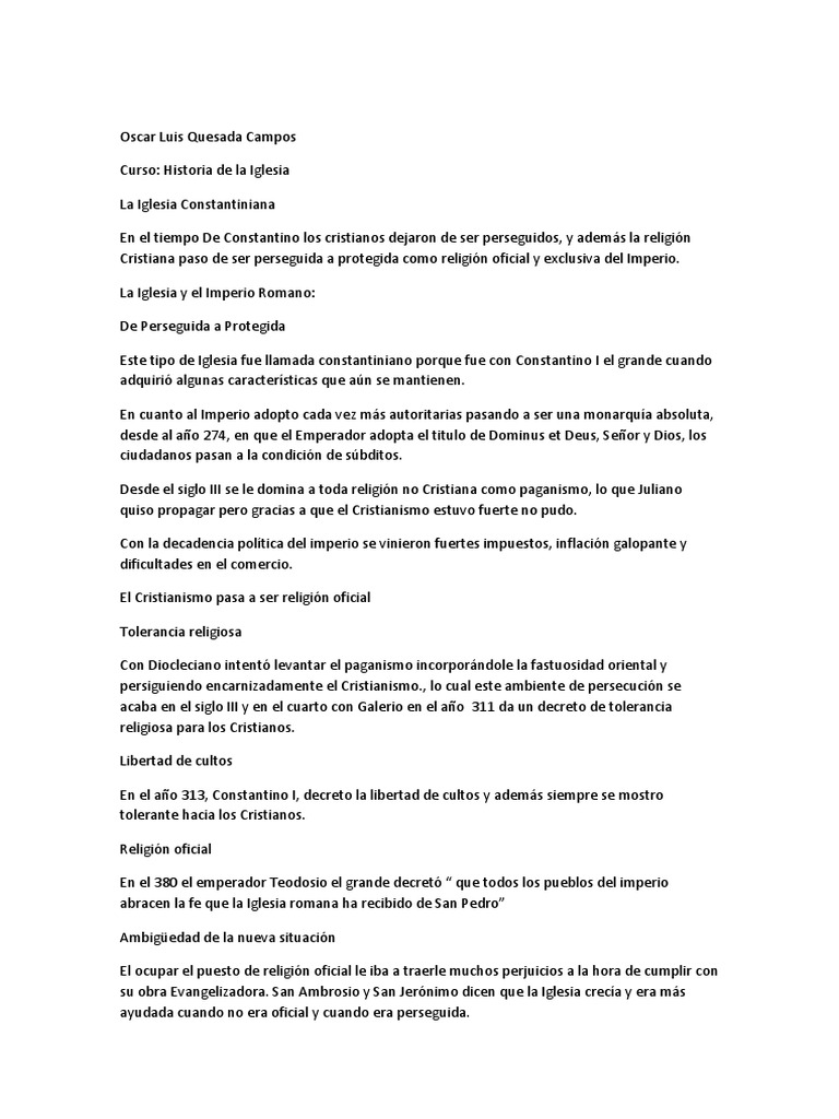 La Iglesia Constantiniana y su Impacto | PDF | Constantino el grande ...