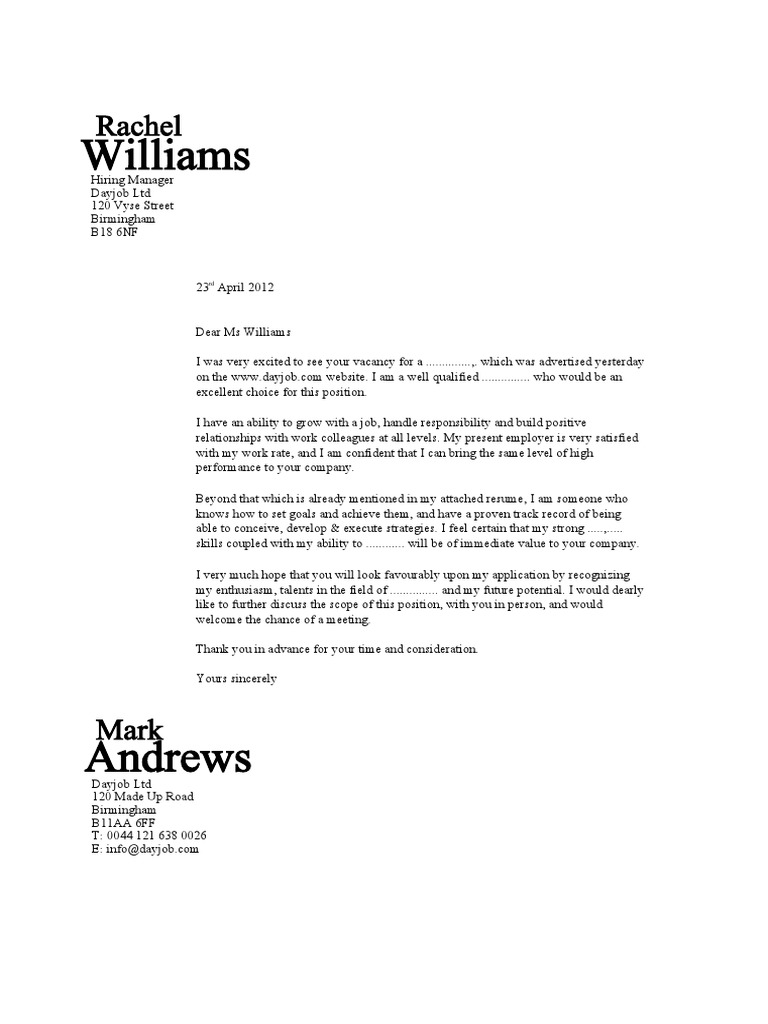 Cover Letter Template 1 PDF