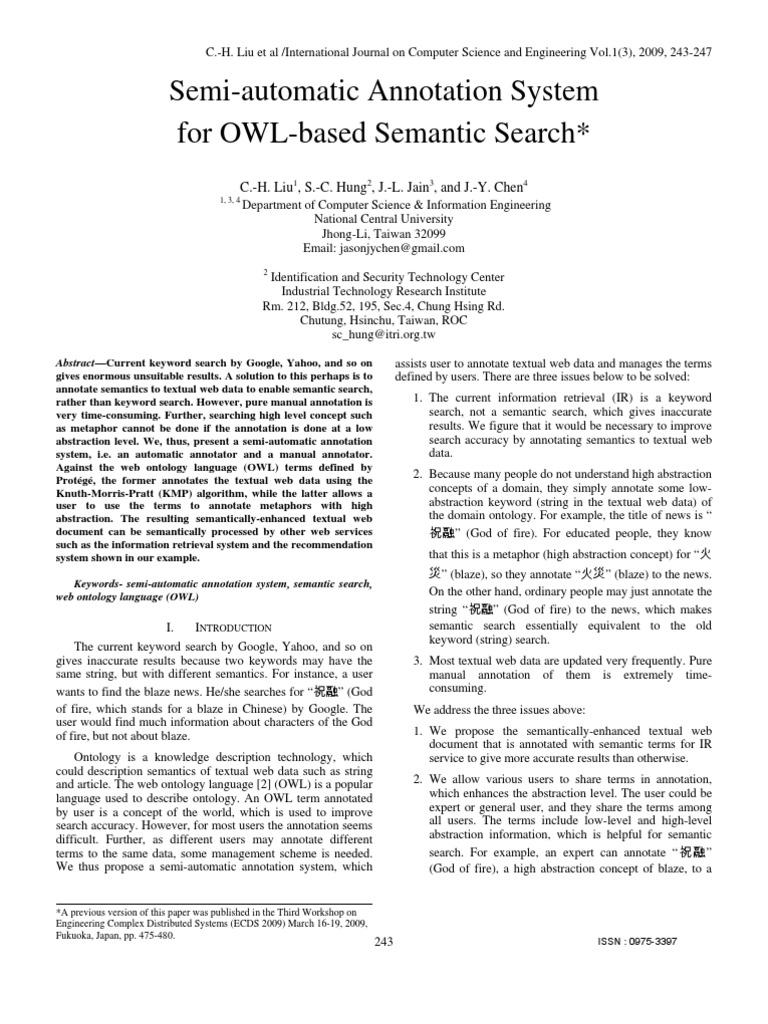 Semi-Automatic Annotation System For OWL-based Semantic Search | PDF ...