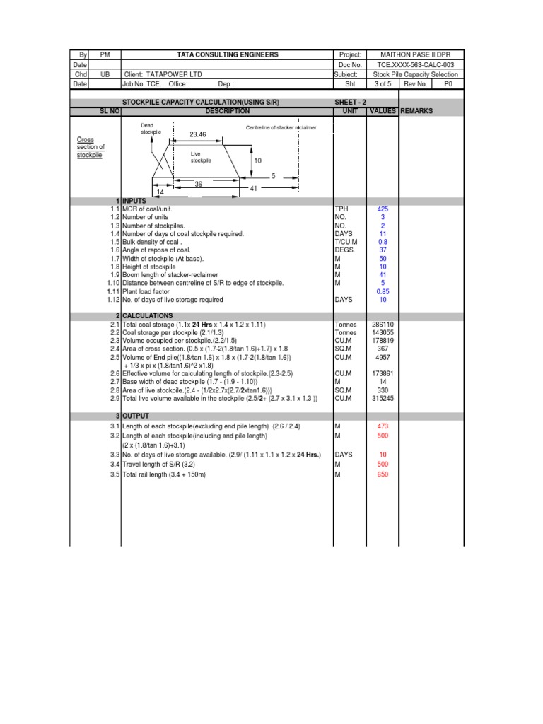 Calculation Standard Coal Handling Plant | PDF | Nature