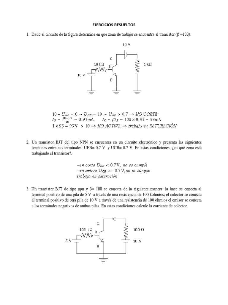 Análisis de circuitos con transistores BJT y resolución de ejercicios