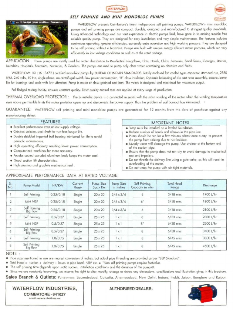 WSP Self Priming Pump Overview | PDF | Pump | Engines