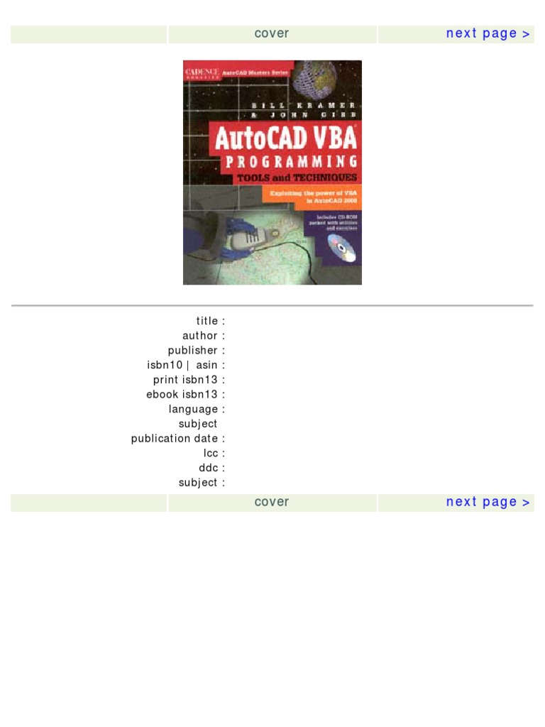 AutoCAD VBA Programming Tools and Techniques | PDF | Visual Basic For ...