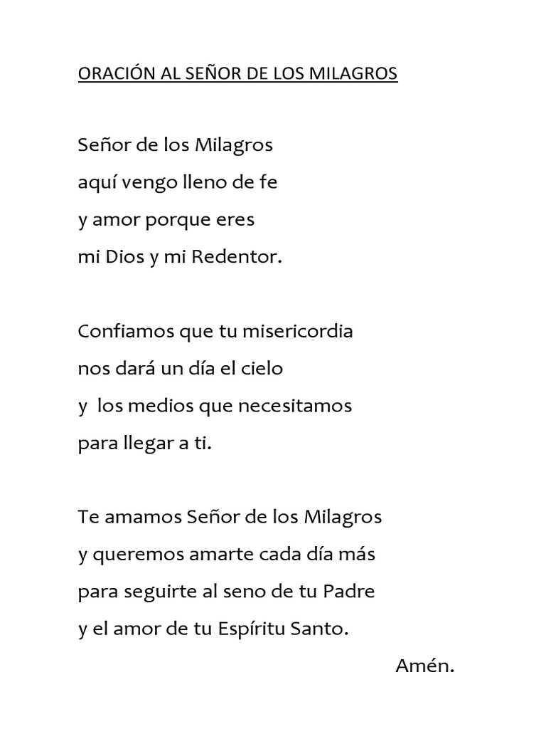 Oración Al Señor de Los Milagros | PDF
