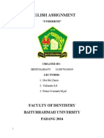 English Assignment: Faculty of Dentistry Baiturrahmah University