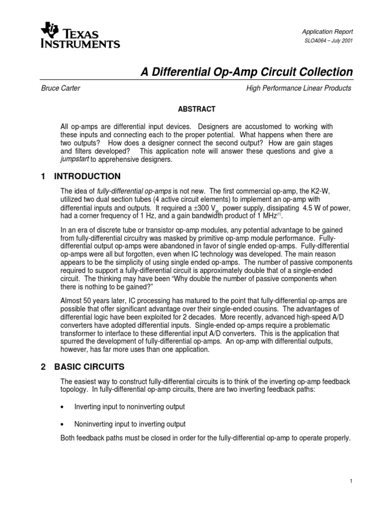 A Differential OpAmp Circuit Collection Ti PDF