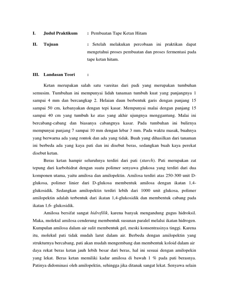 Laporan Membuat Tape Singkong