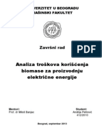 Analiza Troškova Korišćenja Biomase Za Proizvodnju Električne Energije