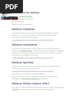 Tipos de Resíduos